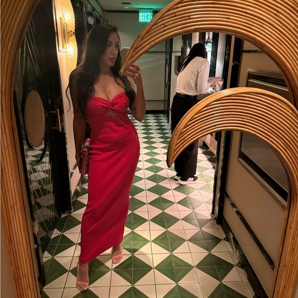 REVOLVE Red Strapless Cutout Evening Gown - Picture 5 of 5